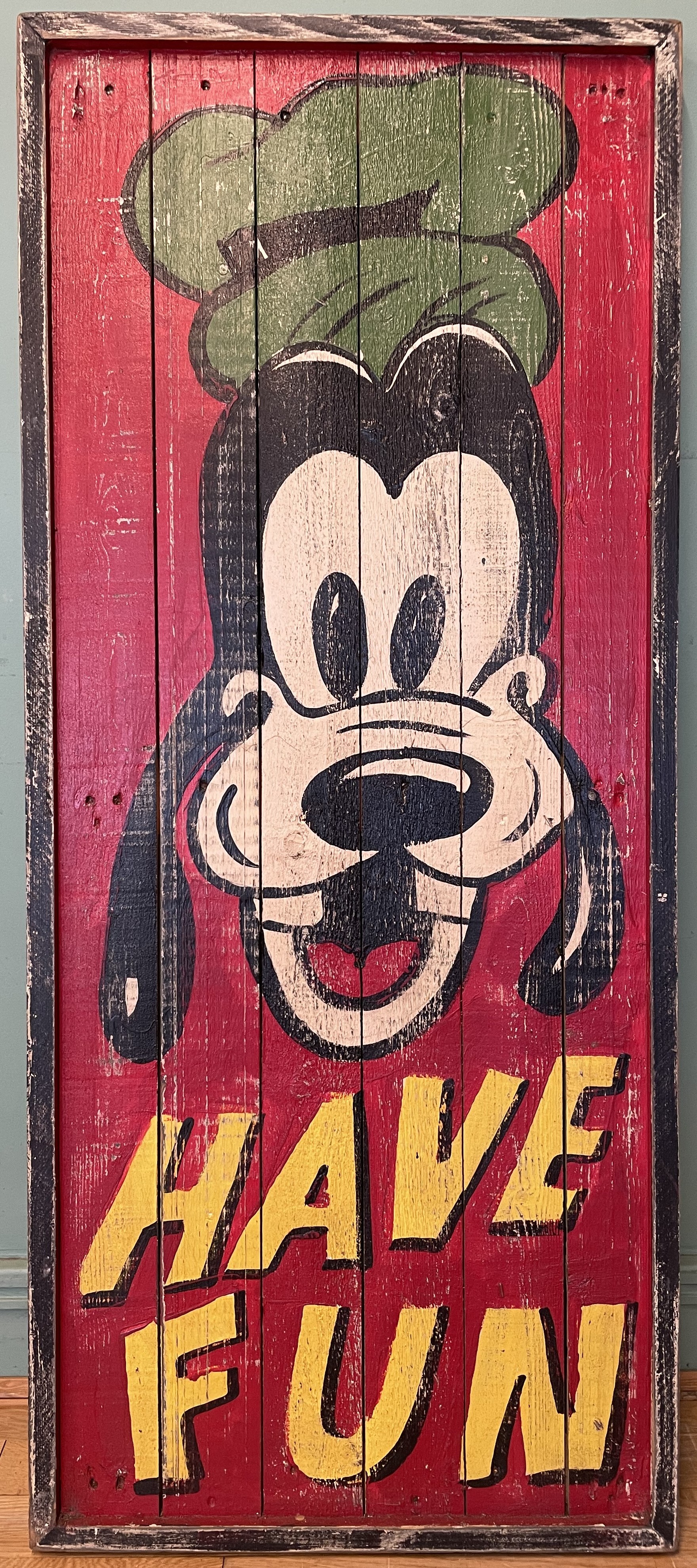 A large decorative Disney cartoon character Goofy wall sign, hand ...