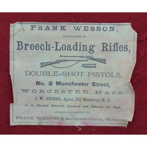  A late 19th century Frank Wesson model 1870 .32 rimfire pocket rifle, inscribed 'Frank Wesson Worces... 