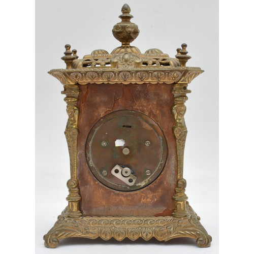 A faux tortoiseshell and gilt metal mantel clock, white enamel chapter ...