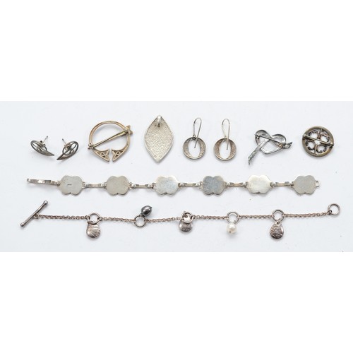 Ola Gorie, a panel link bracelet17.5cm, Malcom Gray, a silver and ...