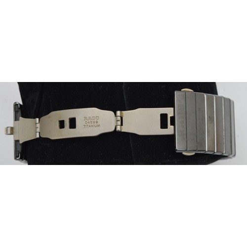 459 - Rado Diastar, a ceramic quartz ladies wristwatch, ref. 193.0342.3, black dial with gold tone batons,... 