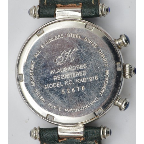 462 - Klaus Kobec, a stainless steel quartz day gentleman's wristwatch, mother of pearl dial having white ... 