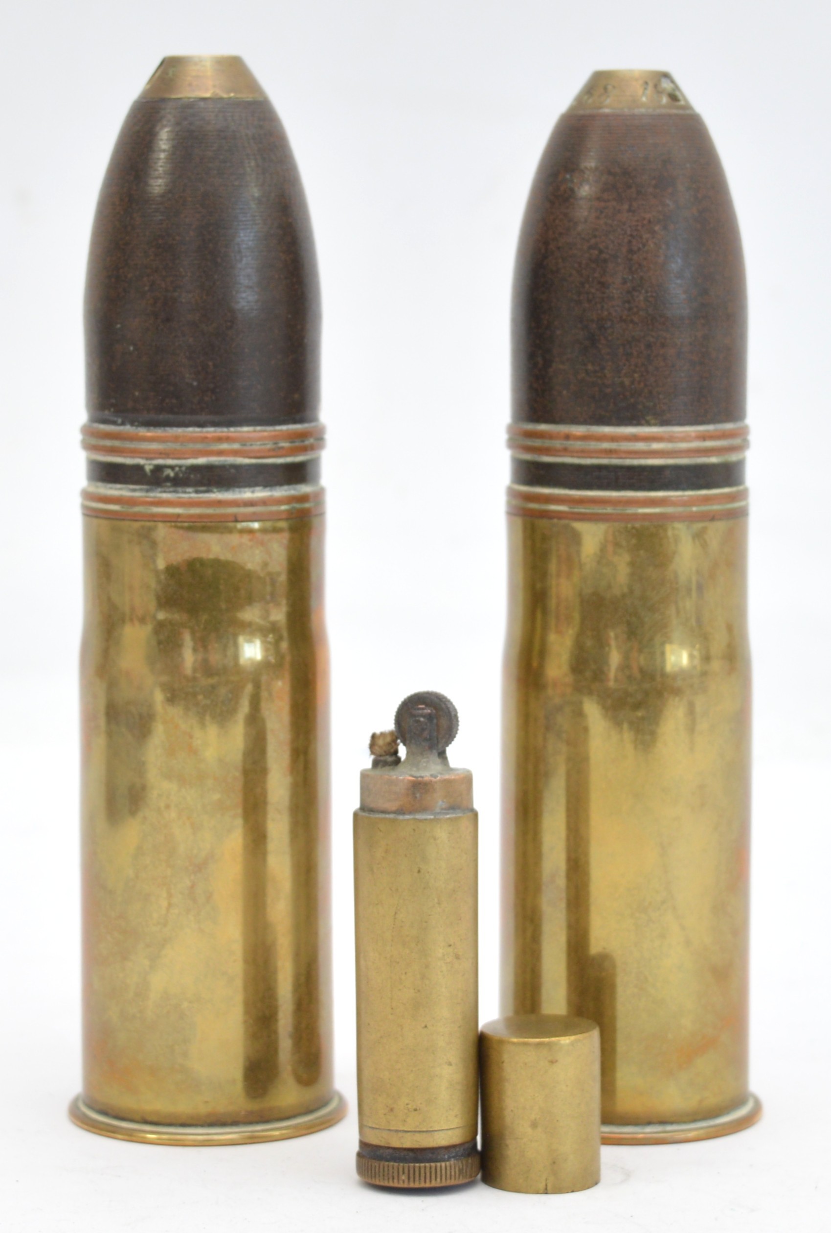 WWI pair of French 37mm Hotchkiss artillery shells, C. 1918, together ...