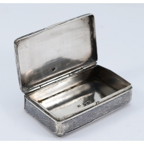 A Russian silver snuff box, stamped B.C, 1878, with niello engraving of ...