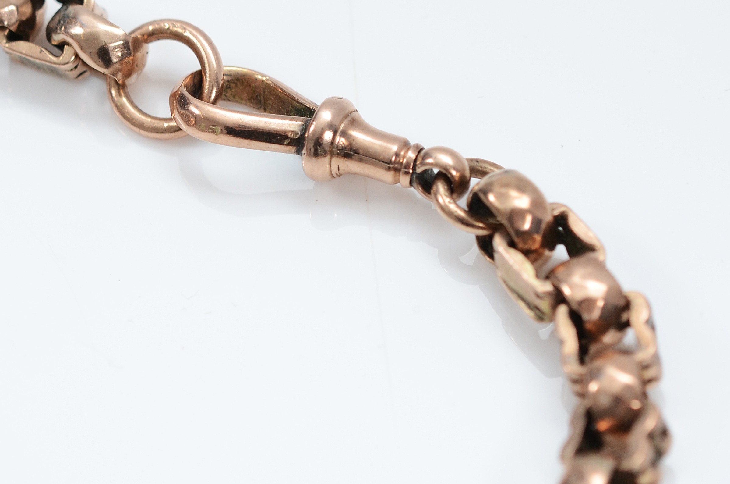 A Victorian rose gold fancy belcher type chain, 9ct tab to the clasp ...