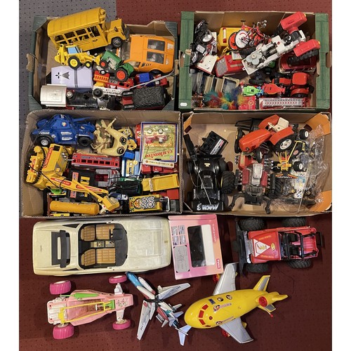 A large collection of vintage model toys and model vehicles, including ...
