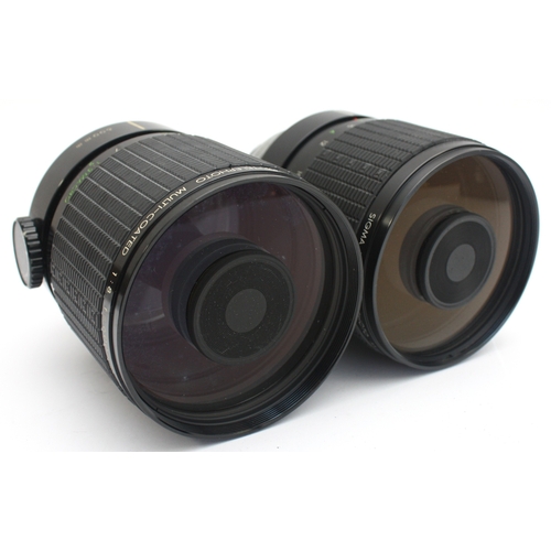 Two Sigma Mirror-Telephoto Multi-Coated 1:8 600mm lens, cased. (2)