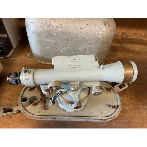 39 - A twentieth century cased survey theodolite by Hall and Hardy, Westminster, London also, a Bell and ... 