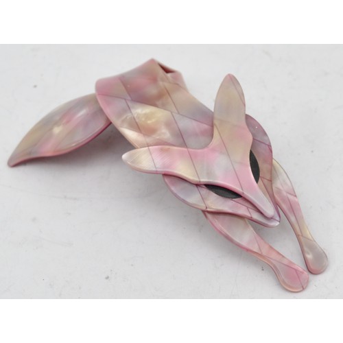 Lea Stein, Paris, a layered resin fox brooch, 95mm