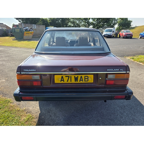 1983 Triumph Acclaim HL, 1335cc. Registration number A71 WAB. VIN