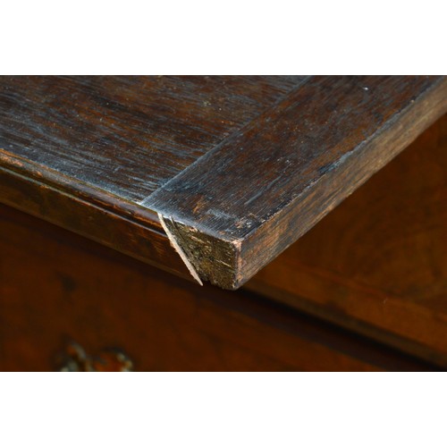  A George III Welsh walnut and oak tallboy, the later moulded cornice above three short and three lon... 