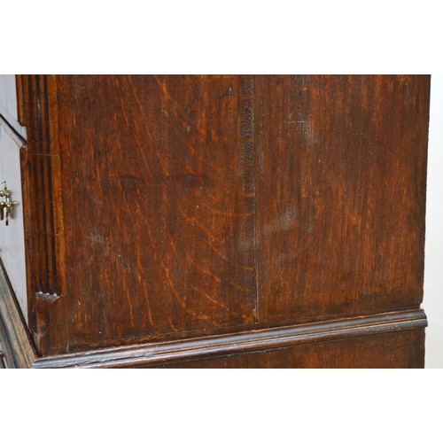  A George III Welsh walnut and oak tallboy, the later moulded cornice above three short and three lon... 