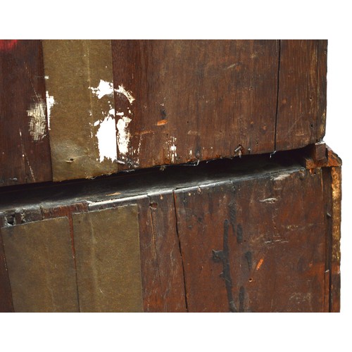  A George III Welsh walnut and oak tallboy, the later moulded cornice above three short and three lon... 