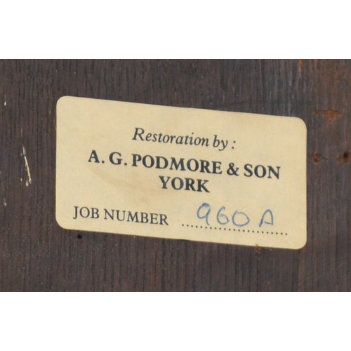  A George III Welsh walnut and oak tallboy, the later moulded cornice above three short and three lon... 