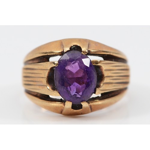 4 - A 9ct gold amethyst dress ring, Birmingham 1995, O, 6.2g