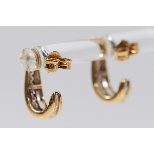 20 - A pair of 9ct gold brilliant cut diamond drop earrings with scroll backs, 13mm, 2.3g