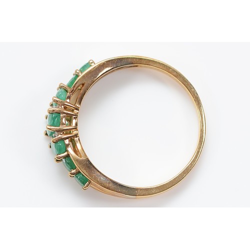 32 - A 9ct gold emerald and single cut diamond dress ring, P, 2.8g