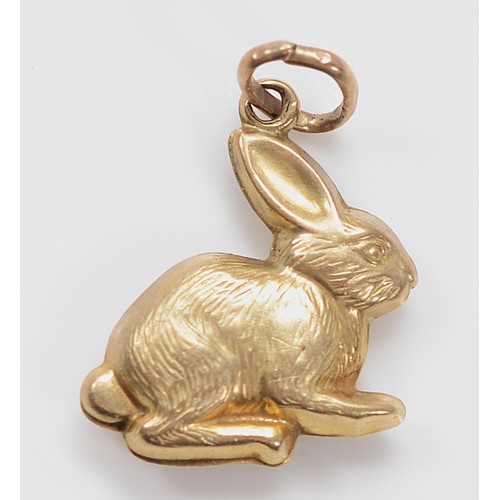 37 - A 9ct gold charm in the form of a rabbit, 15mm, 0.9g