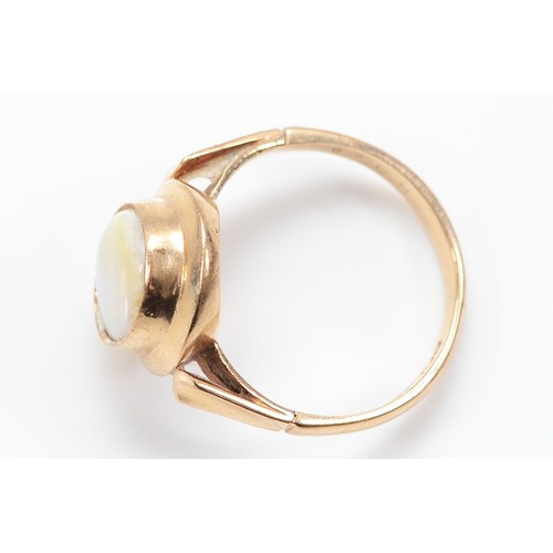 53 - A 9ct gold opal dress ring, Birmingham 1977, chip to one edge of the opal, L, 2.8g