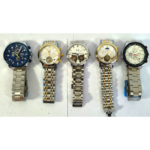 Five automatic gentleman’s wristwatches, working when catalogued.