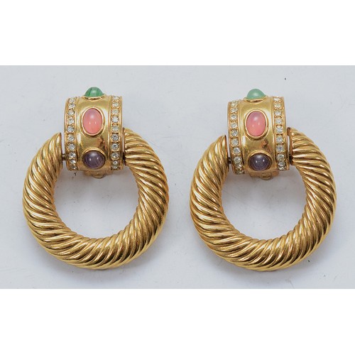 Givenchy, a pair of gemset clip on earrings, 45mm drop