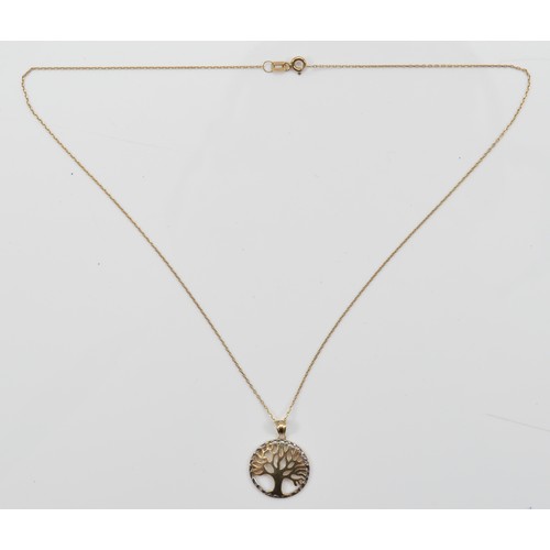 3 - A 9ct gold tree pendant on a 9ct gold chain, 2.2g