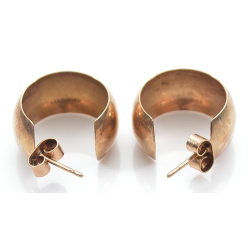 6 - A pair of 9ct gold half hoop earrings with scroll backs, 17mm, 3g