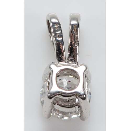 9 - An 18ct white gold mounted brilliant cut diamond pendant, approximately 0.40ct, estimated G/H, VVS1,... 