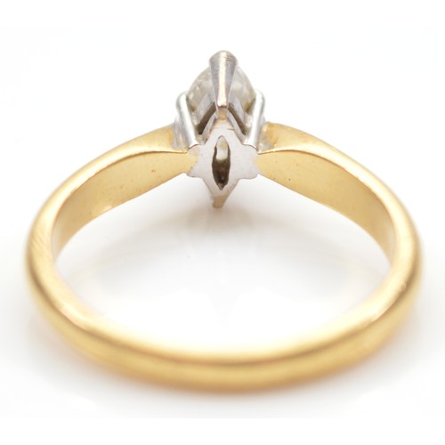 40 - An 18ct gold marquise cut diamond solitaire ring, approximately 0.33ct, colour estimate G/H, clarity... 