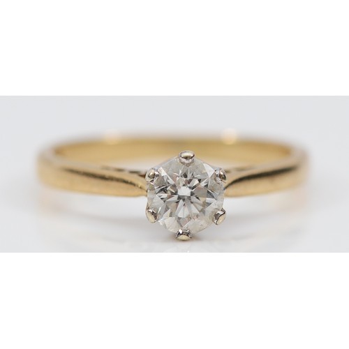 54 - A 9ct gold brilliant cut diamond solitaire ring, approximately 0.50ct, K 1/2, 2g