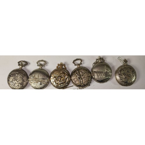 4 - Six quartz pocket watches with embossed decorative covers, spares or repair