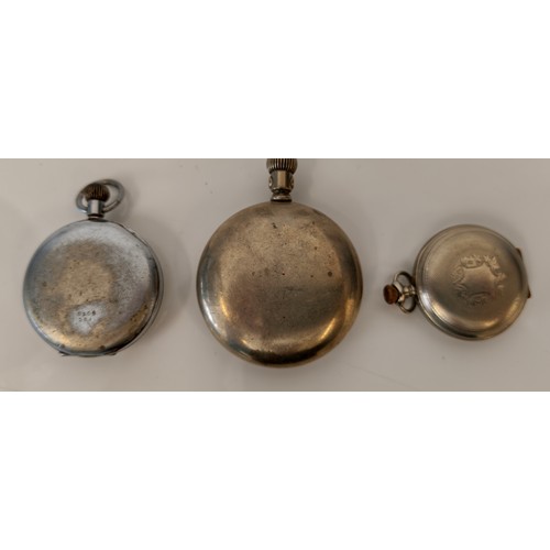 37 - Three open face key-less wind pocket watches to include, New Era, Favre Leuba and Elgin. Spares and ... 