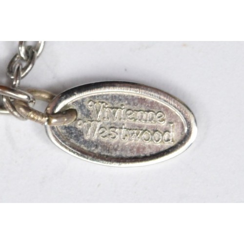 16 - Vivienne Westwood, a logo and imitation pearl bracelet, with a Vivienne Westwood logo necklace