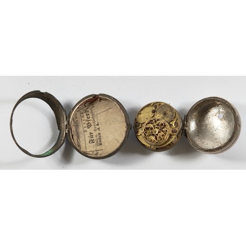 7 - Charles Cabrier, London, an 18th century fusee pair cased pocket watch, inner case marked crowned FR... 