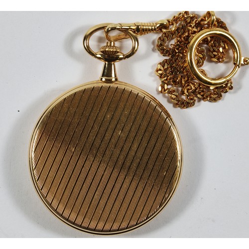 11 - Royal, a gold plated full hunter moon phase and date quartz pocket watch, 47mm, not working