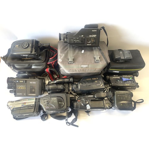 5 - A collection of camcorders to include, a Sanyo VM-DGP, a JVC GR-AX250S and a Nikon Coolpix 995. (One... 