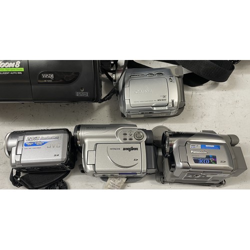 36 - A collection of camera camcorders to include a Panasonic NV-GS75, a Canon MV800 and others. (1 box)