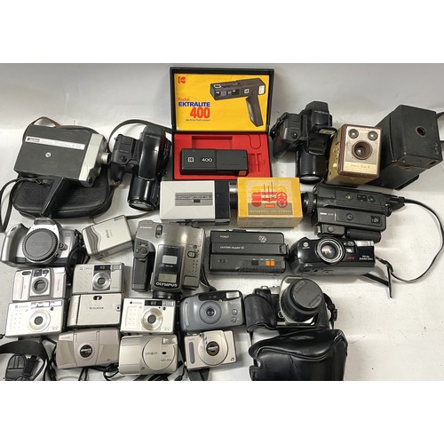 38 - A collection of film cameras to include a Nikon Nuvis S, a Canon EOS 300v, a Konica Revio Z3 and oth... 