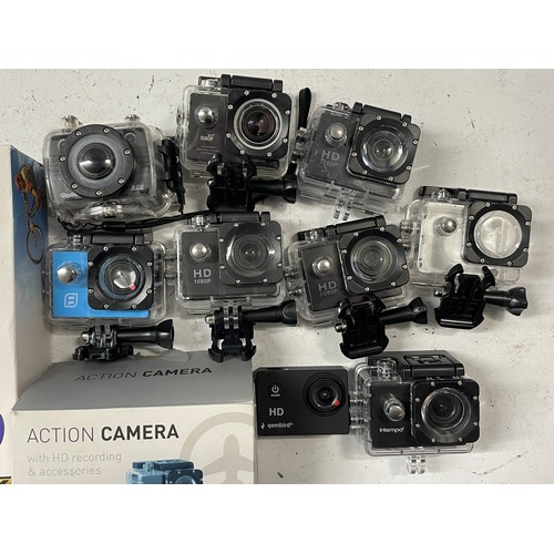 39 - A collection of action cameras to include, a Nilox Mini, a HD 1080P and an Action 4K. (One box).... 