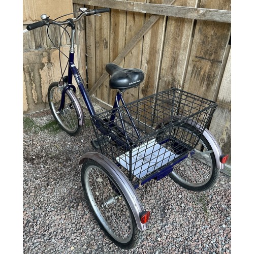 4 - A Pashley Picador adults tricycle 3 SPD sturmey archer gears and drum brake, large basket on the bac... 