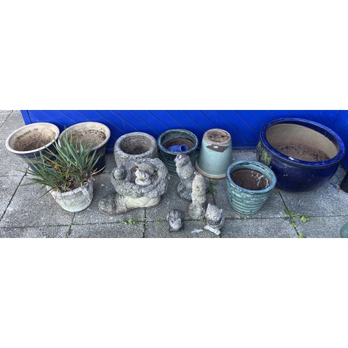 8 - A collection of garden planters and ornaments, largest planter measure 50x33cm. (15)