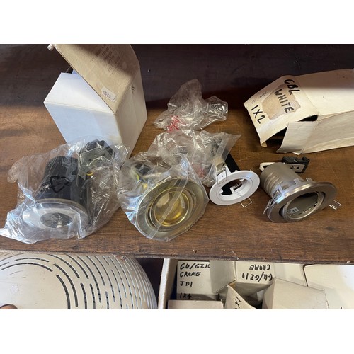 23 - A large spherical light fitting and a box containing a large quantity of boxed light fittings. (2)