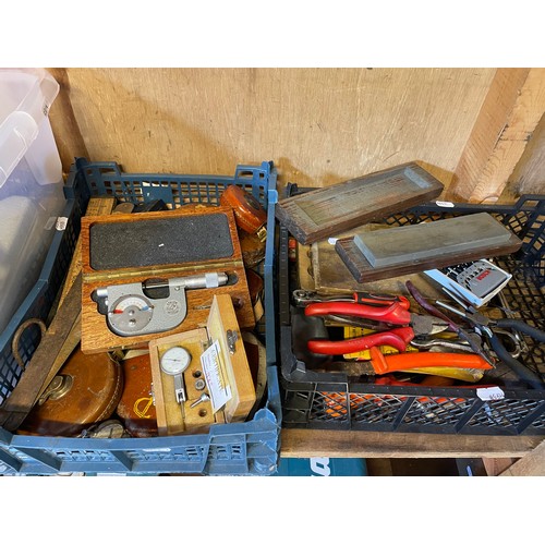 27 - Three boxes of mixed tools and related items to include, mearuring and marking tools, boxed Stanley ... 