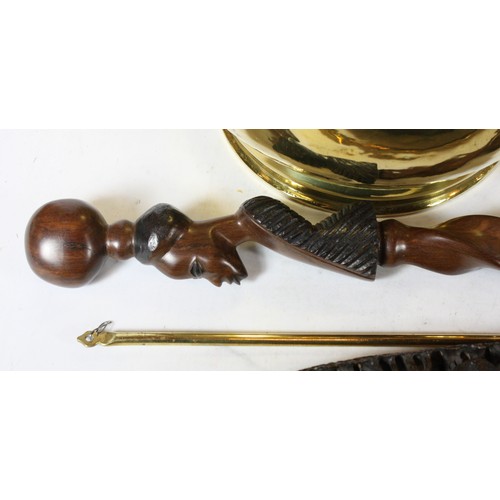 43 - A collection of mid twentieth century and later homewares to include, a brass twin handled coal skut... 