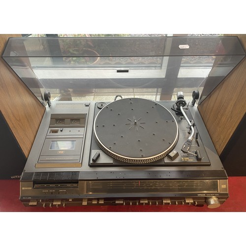 50 - A Hitachi SDT-300 Hi-Fi system, record player and cassette deck, with a pair of Hitachi SS-8470G MKI... 