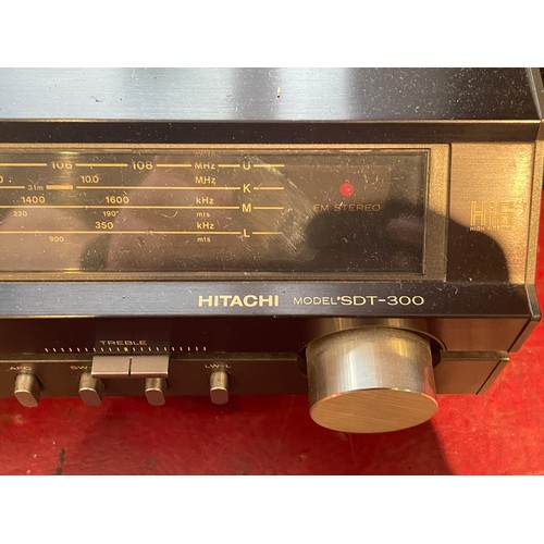50 - A Hitachi SDT-300 Hi-Fi system, record player and cassette deck, with a pair of Hitachi SS-8470G MKI... 