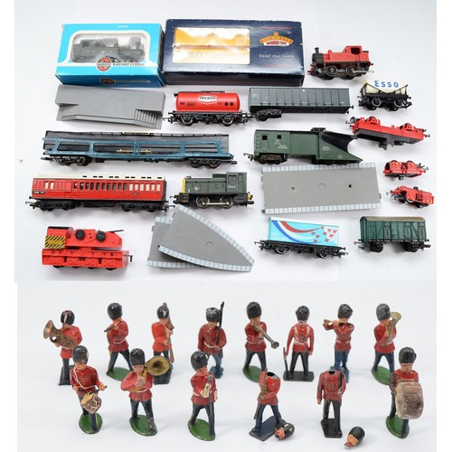 A box of railway models to include mostly 00 gauge, which consist of ...