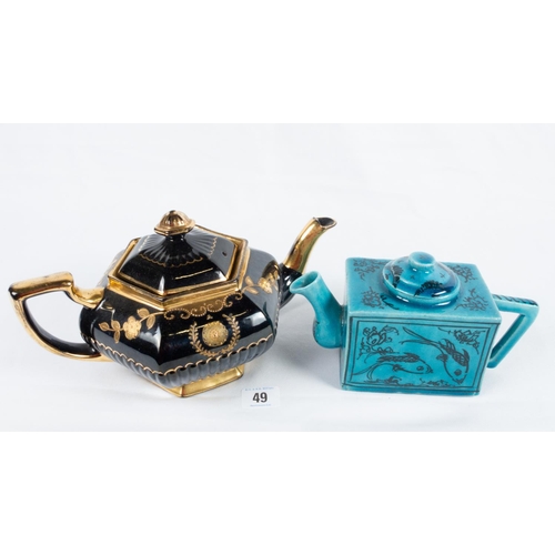 49 - VICTORIAN GILDED TEAPOT & 1 OTHER