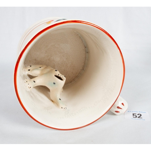 52 - STAFFS' COW FLATBACK SPILL VASE A/F & A VINTAGE FROG MUG