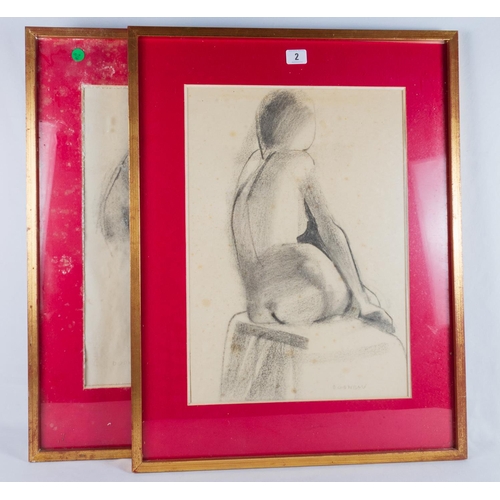 2 - TWO NUDE DRAWINGS - DODWELL